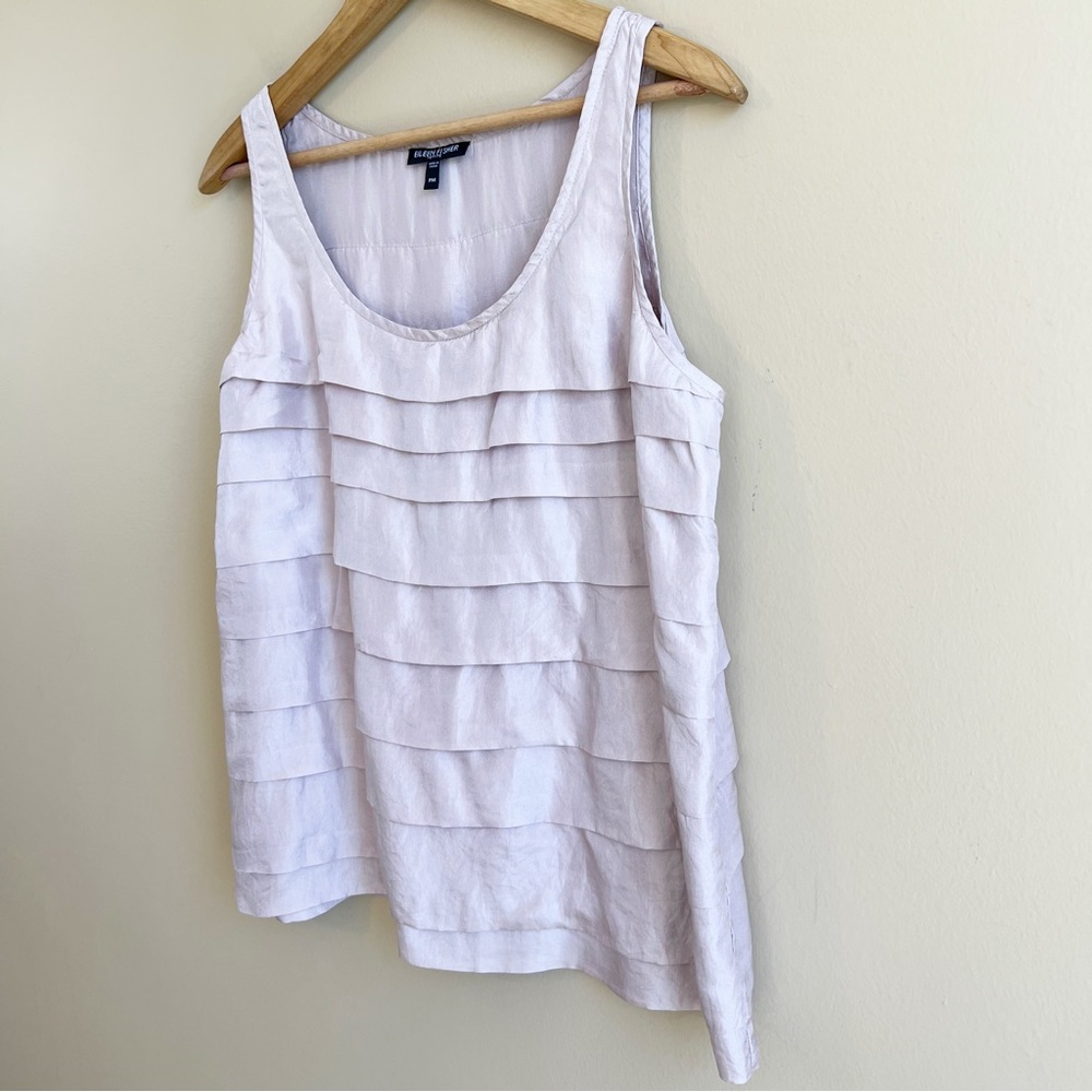 EILEEN FISHER 100% Silk Tank Top Size Petite Medium mauve ruffle dressy - Picture 2 of 6